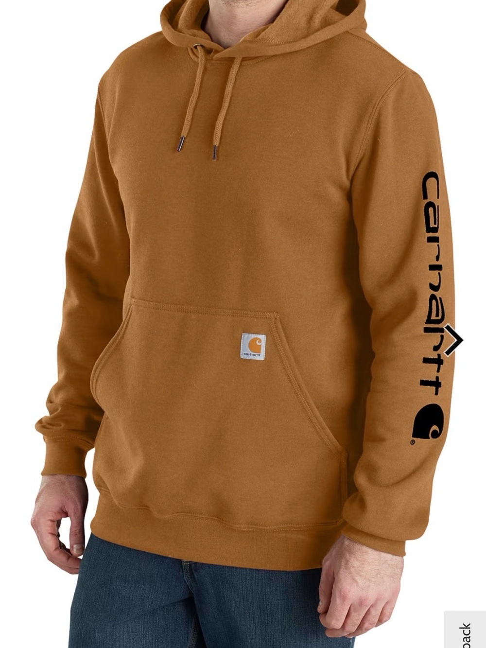 Carhartt Men’s Duck Brown Logo Sleeve Hooded Sweatshirt